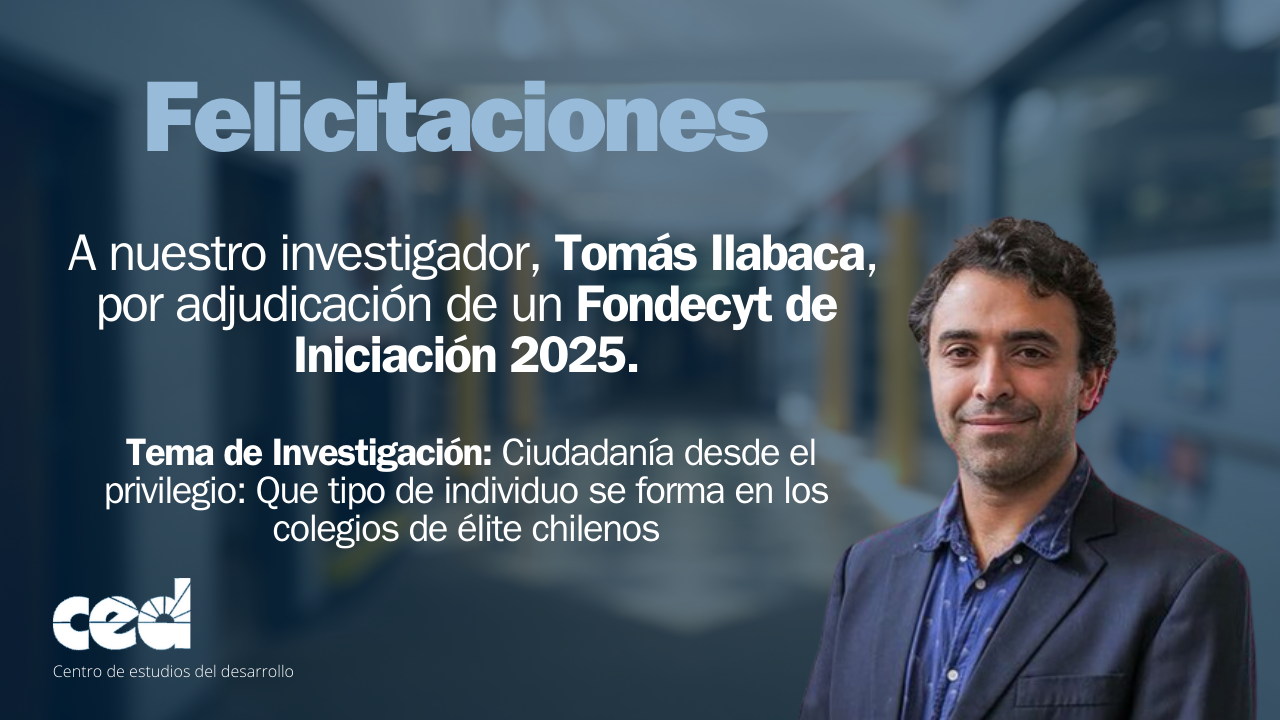 Felicitamos a nuestro investigador, Tomás Ilabaca, por adjudicación de un Fondecyt de Iniciación 2025.